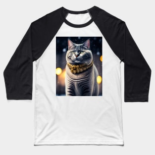 Golden Beauty: A British Shorthair Dazzles in a Winter Wonderland Baseball T-Shirt